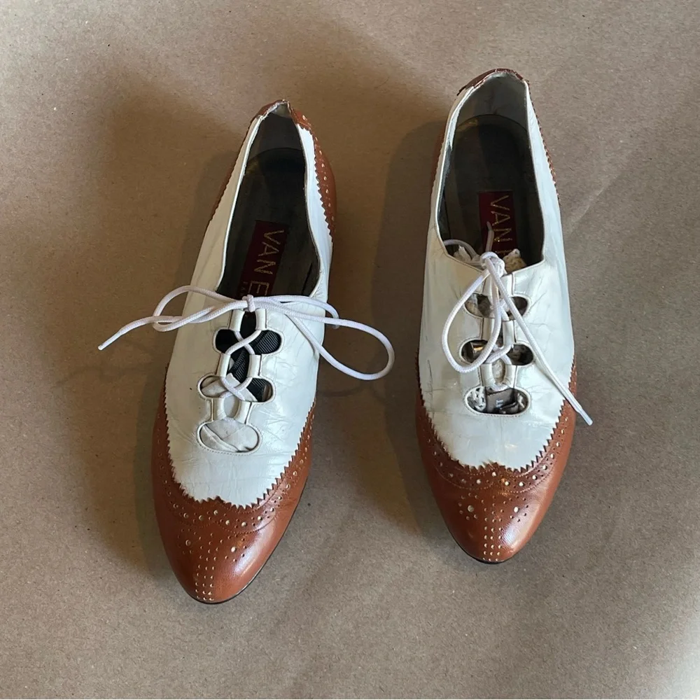 Van Eli White and Brown Wingtip Lace-Up Oxfords - Picture 1 of 8